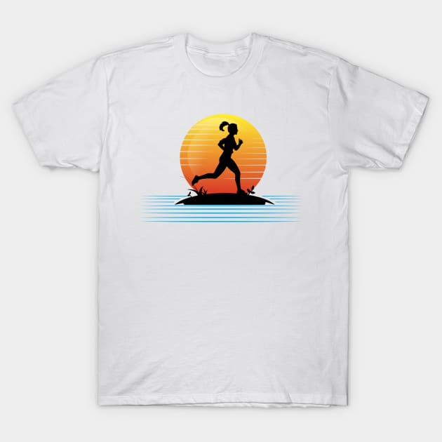 Sunset woman running T-Shirt by SundayBuyer